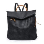 Load image into Gallery viewer, lusciousscarves Backpacks Black Woven Design Faux Vegan Leather Backpack
