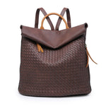 Load image into Gallery viewer, lusciousscarves Backpacks Brown Woven Design Faux Vegan Leather Backpack
