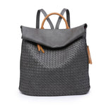 Load image into Gallery viewer, lusciousscarves Backpacks Dark Grey Woven Design Faux Vegan Leather Backpack
