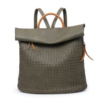 Load image into Gallery viewer, lusciousscarves Backpacks Green Woven Design Faux Vegan Leather Backpack
