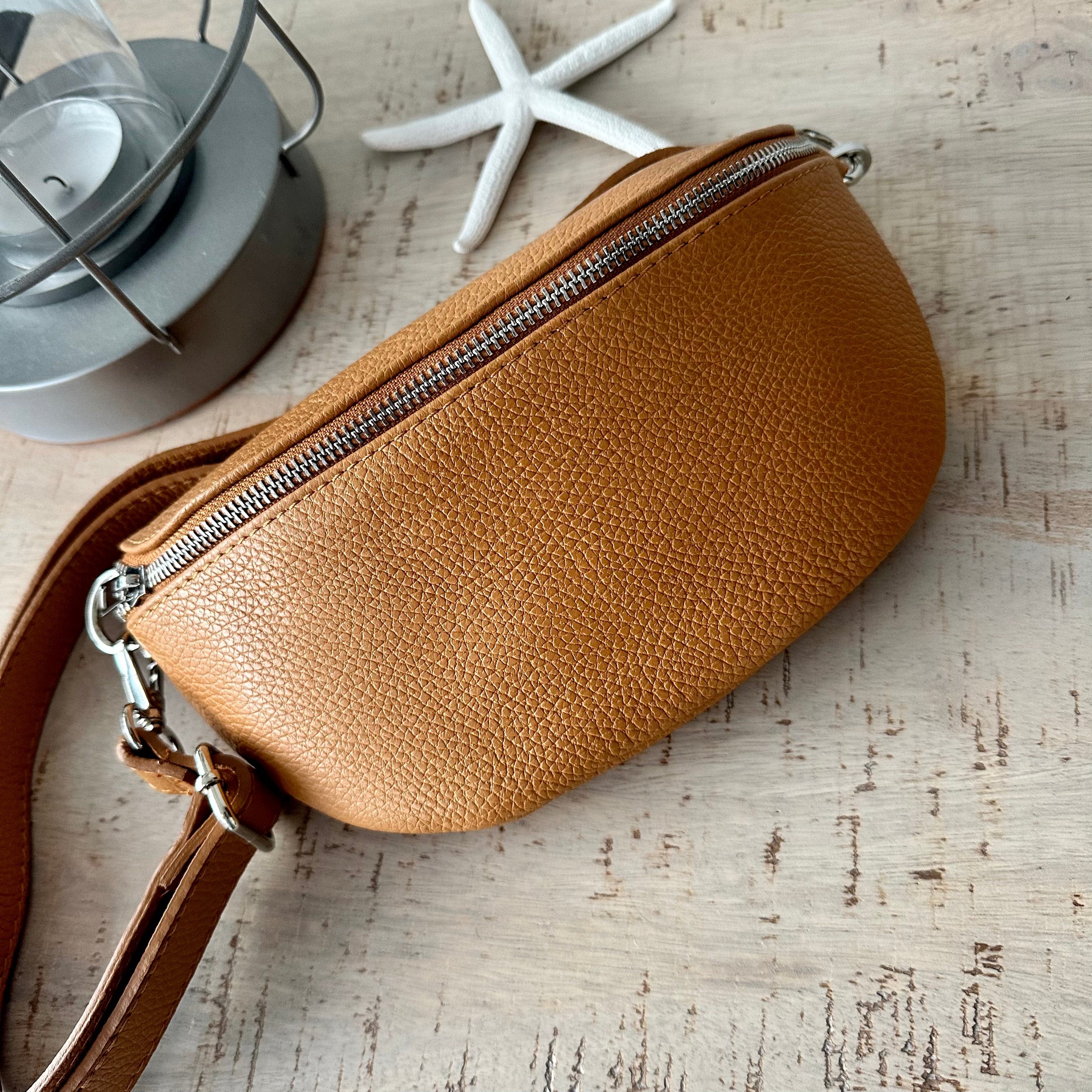 Tan Italian Leather Bum Bag Chest Bag lusciousscarves