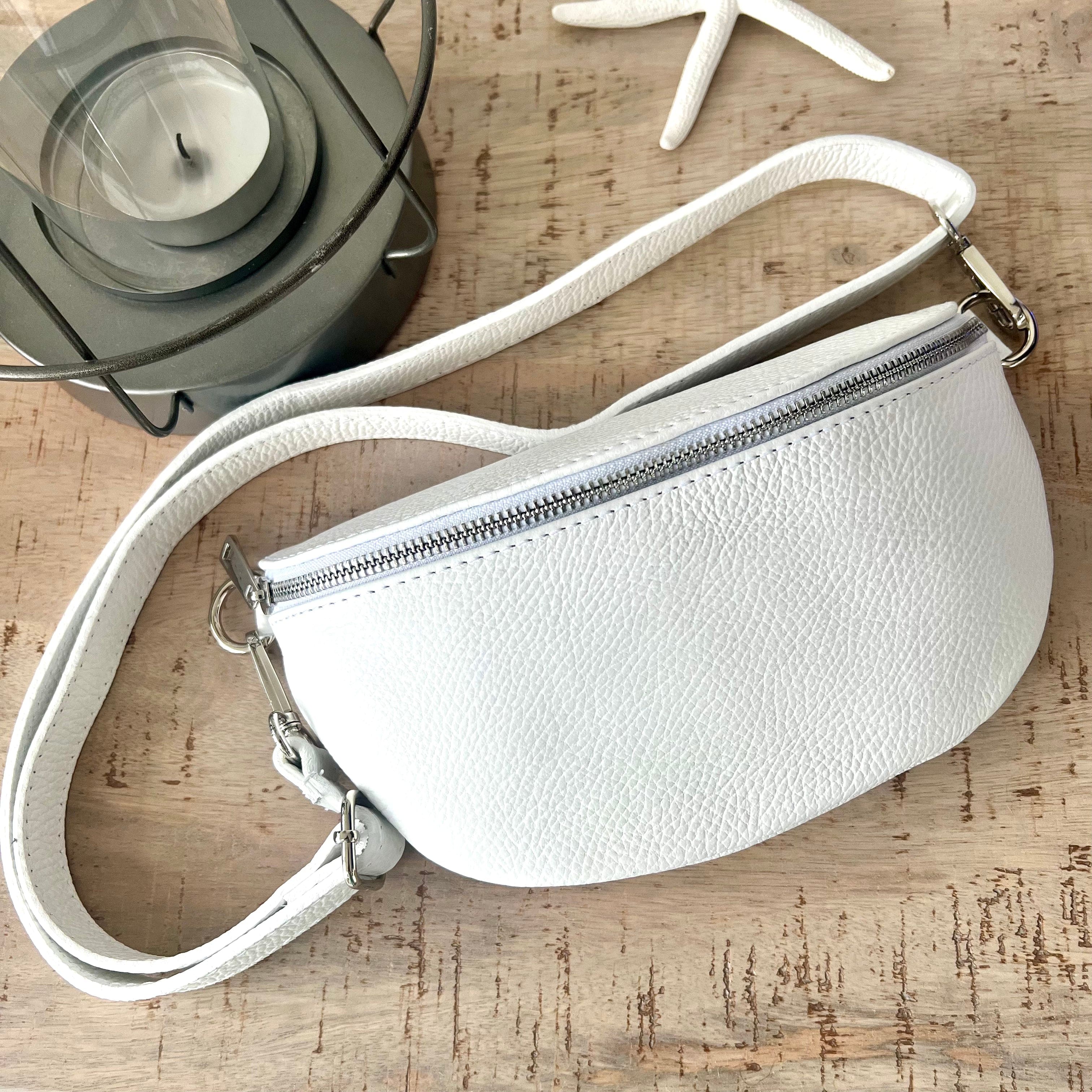 lusciousscarves Bum bag White Italian leather Bum Bag