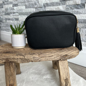 lusciousscarves Handbags Black Vegan Faux leather tassel camera style crossbody bag