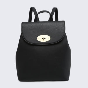 lusciousscarves Handbags Black Vegan Leather Rucksack Backpack
