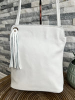 Load image into Gallery viewer, lusciousscarves Handbags, Wallets &amp; Cases White Leather Tassel Small Crossbody lLadies Bag

