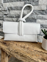 Load image into Gallery viewer, lusciousscarves Handbags White Italian Leather Clutch Bag
