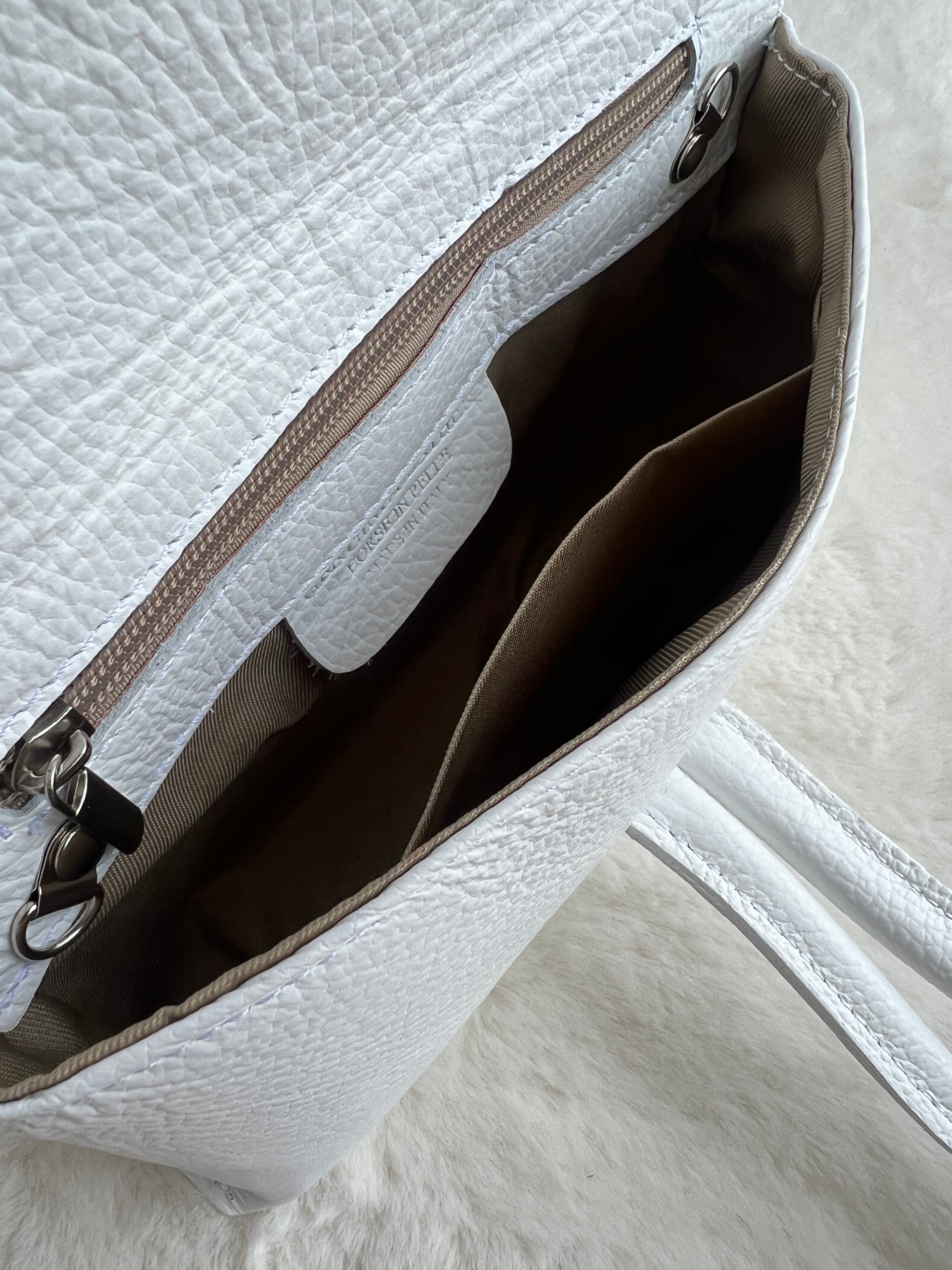 lusciousscarves Handbags White Italian Leather Clutch Bag