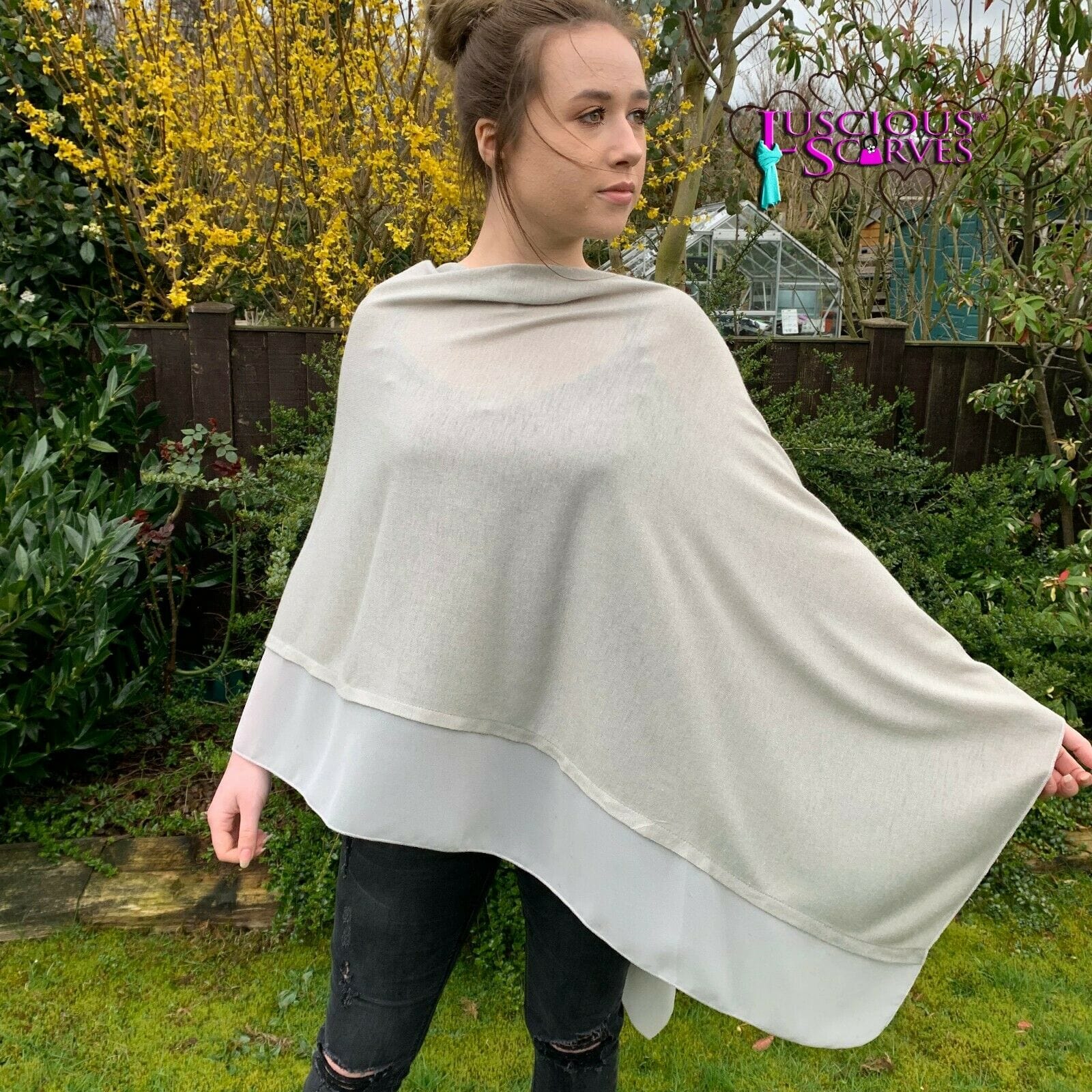 lusciousscarves Poncho Liners Stone Grey Light Weight Poncho