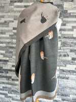 Load image into Gallery viewer, lusciousscarves Scarves &amp; Shawls Two Tone Grey Reversible Robins Scarf Wrap.
