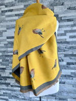 Load image into Gallery viewer, lusciousscarves Scarves &amp; Shawls Yellow and Grey Reversible Robins Scarf Wrap.
