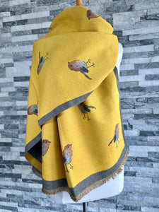 lusciousscarves Scarves & Shawls Yellow and Grey Reversible Robins Scarf Wrap.