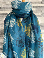 Load image into Gallery viewer, lusciousscarves Scarves Turquoise Large Dandelions Scarf
