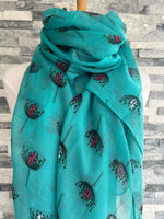 Load image into Gallery viewer, lusciousscarves Scarves Turquoise Retro Dandelions Scarf
