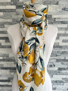 lusciousscarves Scarves White Lemon Tree design Scarf