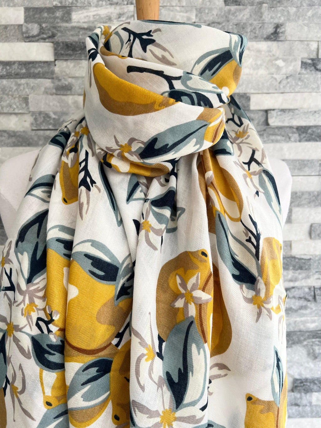 lusciousscarves Scarves White Lemon Tree design Scarf