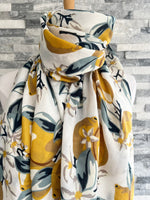Load image into Gallery viewer, lusciousscarves Scarves White Lemon Tree design Scarf
