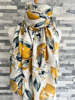 Load image into Gallery viewer, lusciousscarves Scarves White Lemon Tree design Scarf
