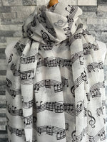 Load image into Gallery viewer, lusciousscarves Scarves White Music Notes Scarf
