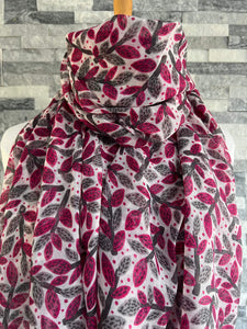 lusciousscarves Scarves White & Pink Leaves & Branches Scarf