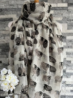 Load image into Gallery viewer, lusciousscarves Scarves White Sketched Sheep Scarf
