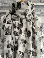 Load image into Gallery viewer, lusciousscarves Scarves White Sketched Sheep Scarf
