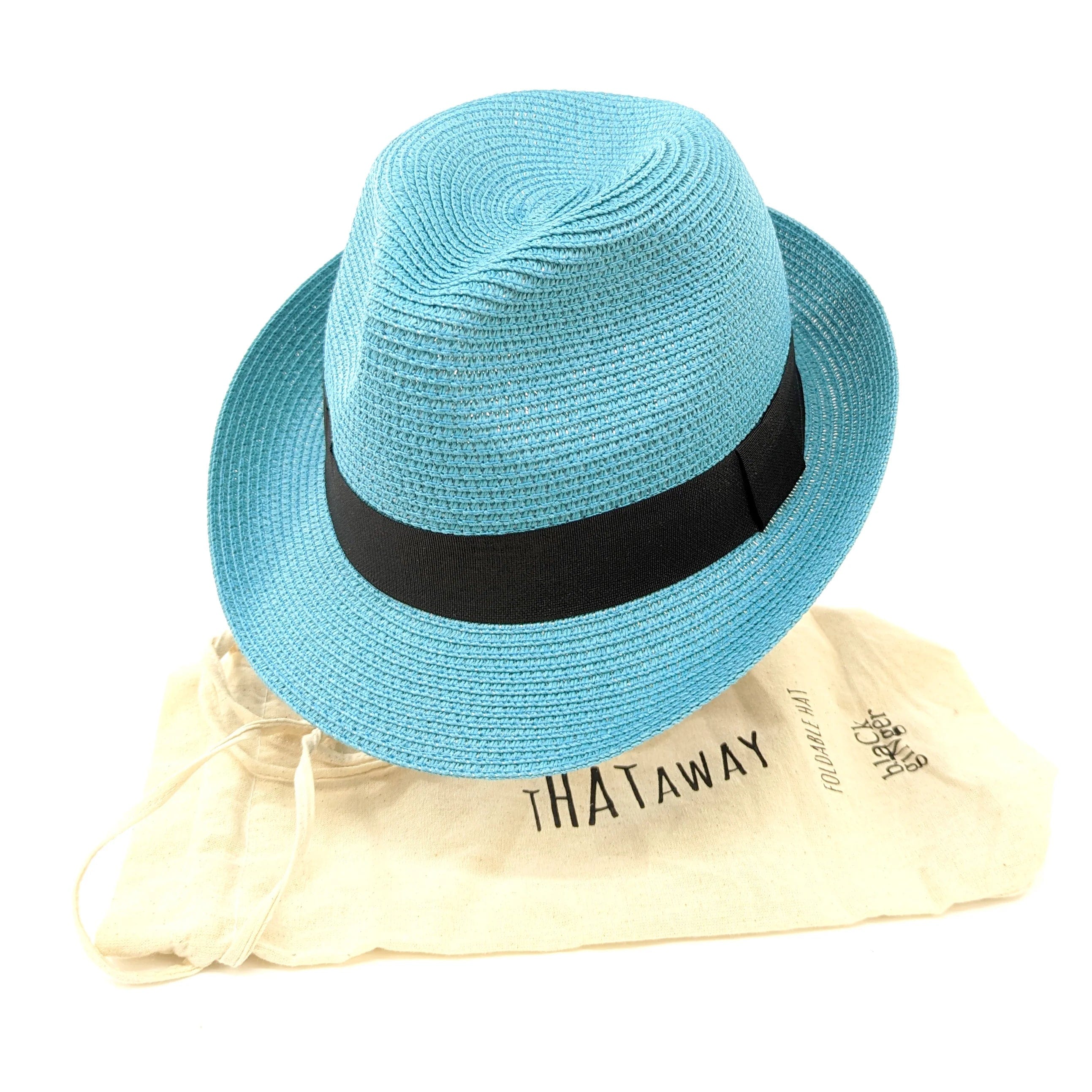 lusciousscarves Turquoise Trilby Style Rollable Sun Hat, Packable with Travel Bag.