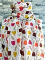 Load image into Gallery viewer, lusciousscarves White, Orange and Mustard Tulips Scarf.
